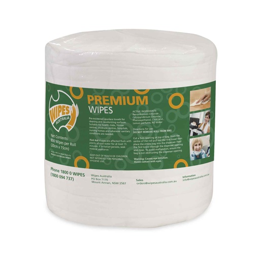 [PREM] WIPES AUSTRALIA PREMIUM ANTIBACTERIAL WIPES 800 SHEET PER ROLL