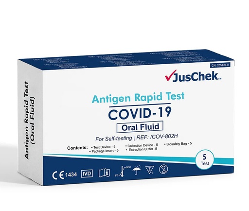 [JUSCHEK005-S] JUSCHEK SARS-COV-2 ANTIGEN RAPID TEST (ORAL FLUID)  INCP-502H SELF (RAT) SALIVA TEST 5 PACK