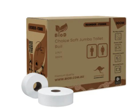 [P20008] (INDIGENOUS OWNED) BIOD-CHOICE SOFT JUMBO TOILET 300M X 8