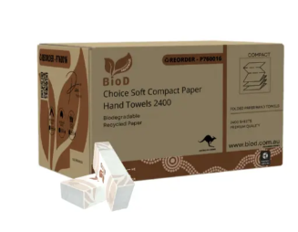 [P760016] (INDIGENOUS OWNED) BIOD - CHOICE SOFT COMPACT PAPER HAND TOWEL 120X20 250L X 195W 2400
