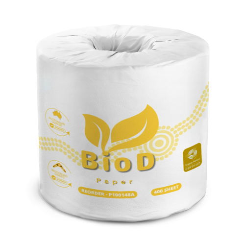 [P100148A] (INDIGENOUS OWNED) BIOD - DELUXE CONVENTIONAL TOILET ROLLS  2PLY 400SHEET X 48 10CMX10CM
