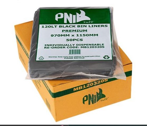 [MB120330S] 120LTR HEAVY DUTY BLACK BIN LINERS 100’S