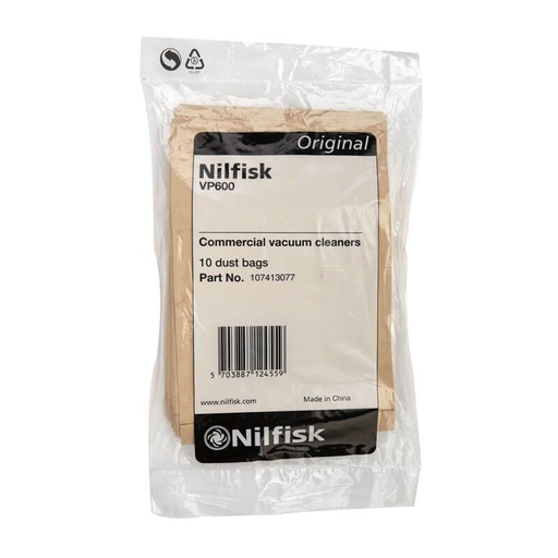 [107413077] 107413077 NILFISK VACUUM DUSTBAG PAPER 10 PC BAGS 10PK VP600 GD910 VP300