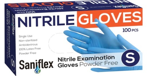 SF-NITRILE GLOVES - POWDER FREE - BLUE, 100 PACK