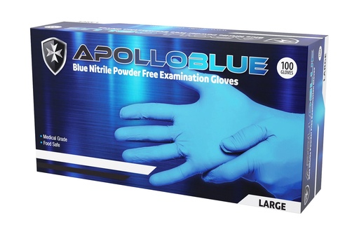 APOLLOBLUE NITRILE BLUE POWDER FREE EXAMINATION GLOVES