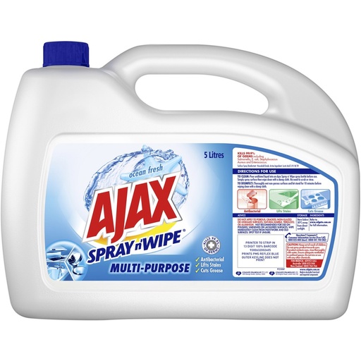 [CLE00805L] AJAX - SPRAY N' WIPE MULTI-PURPOSE CLEANER REFILL VALUE PACK 5L - OCEAN FRESH