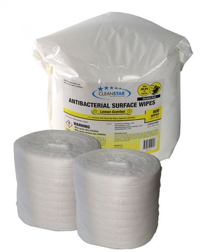 [WIPES-NA800] CLEANSTAR - ANTIBACTERIAL LEMON SCENTED SURFACE WET WIPES 2-PACK